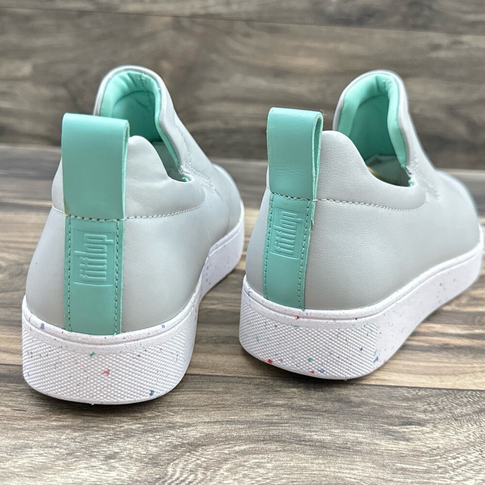 FITFLOP 10 Leather Rally Speckle Sole Slip On Trainers Skate Sneakers Soft Grey - Picture 7 of 10